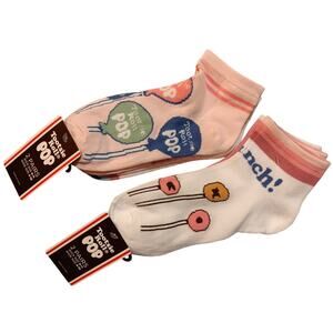 Tootsie Roll Pop Socks Womens NEW 4 Pair Ankle Different Designs Shoe Size 4-10